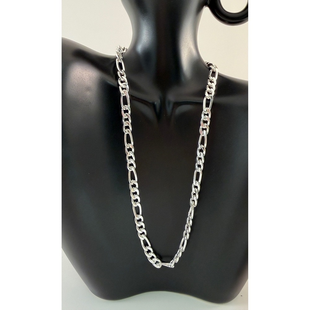925 Sterling Silver Figaro Necklace 16 Inch 16g Polished Link Chunky Chain